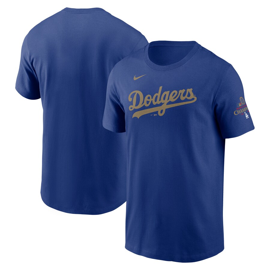Men's Los Angeles Dodgers Nike Royal 2025 Gold Collection Wordmark T-Shirt - Puhuasuan