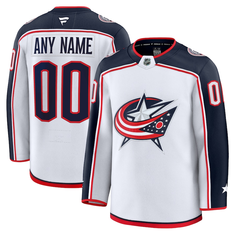 Men's Columbus Blue Jackets Fanatics White Away Premium Custom Jersey - Puhuasuan