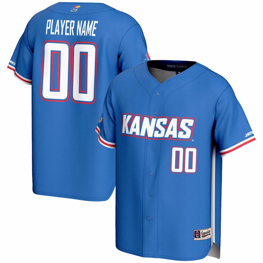 Kansas Jayhawks GameDay Greats Youth NIL Pick-A-Player Lightweight Baseball Jersey - Royal - Puhuasuan