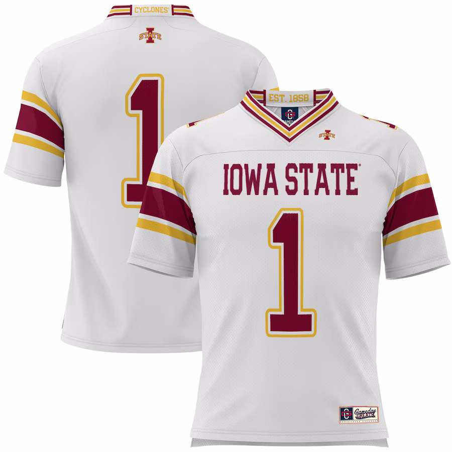 #1 Iowa State Cyclones GameDay Greats Football Jersey - White - Puhuasuan