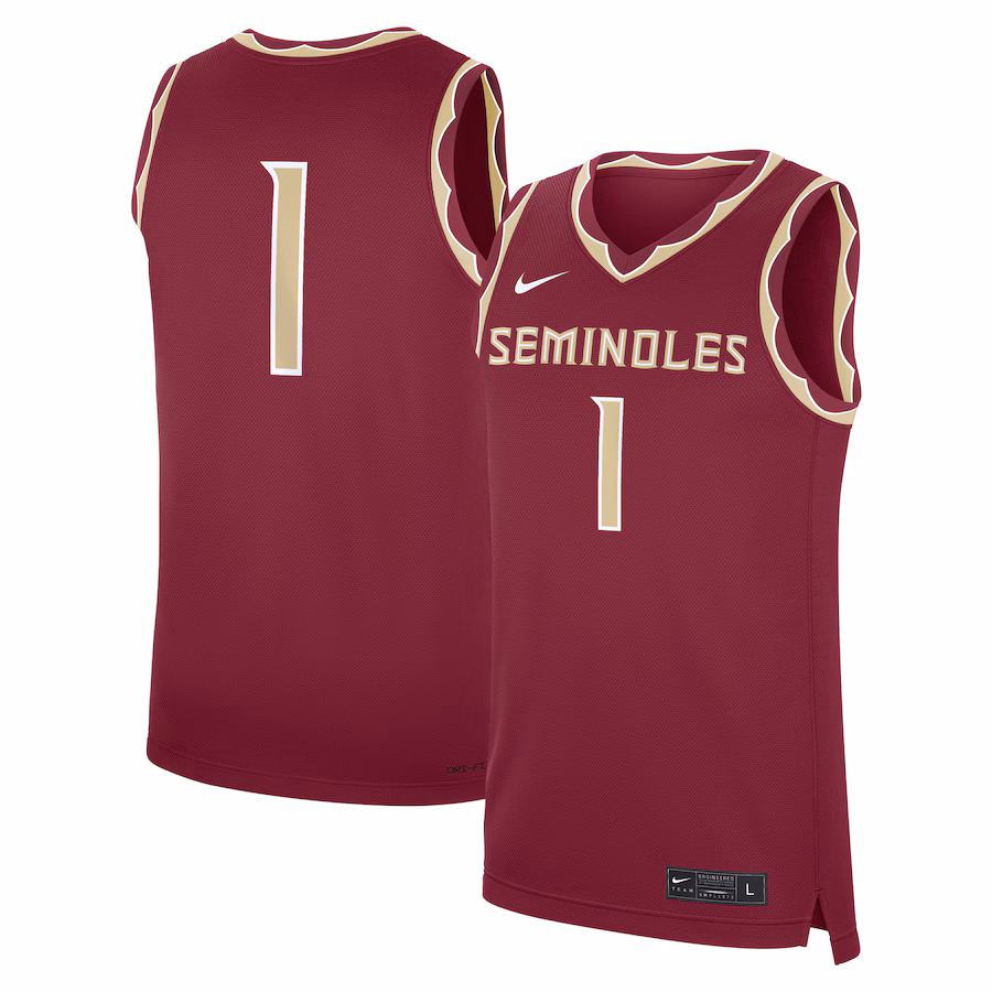 Men's Nike #1 Garnet Florida State Seminoles Road Replica Jersey - Puhuasuan