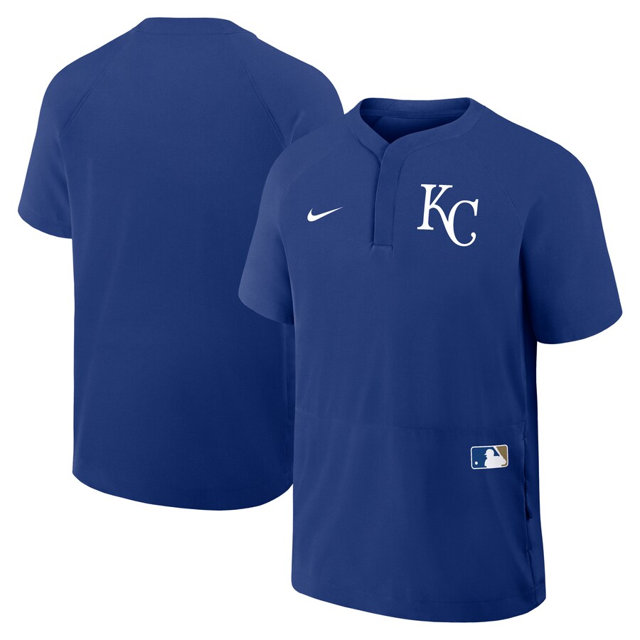 Men's Kansas City Royals Nike Royal Authentic Collection Raglan Short Sleeve Windshirt - Puhuasuan