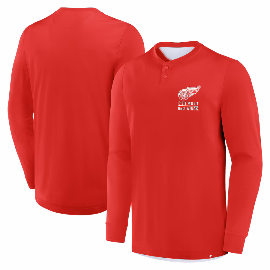 Men's Detroit Red Wings Fanatics Red Adrenaline Push Long Sleeve T-Shirt - Puhuasuan