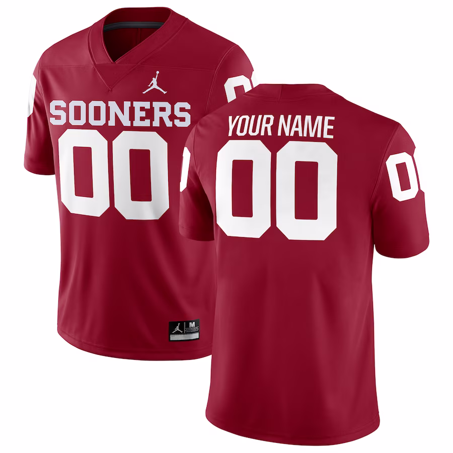 Oklahoma Sooners Jordan Brand Football Custom Game Jersey - Crimson - Puhuasuan