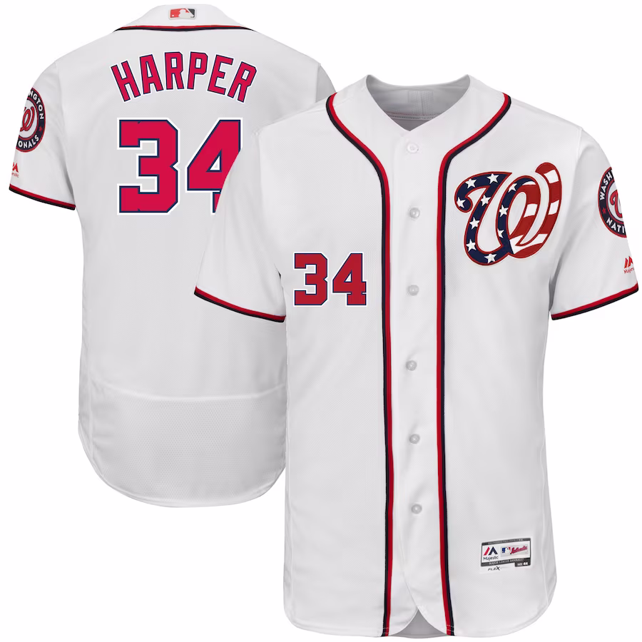 Men's Washington Nationals Bryce Harper Majestic White 2017 Flex Base Authentic Jersey - Puhuasuan