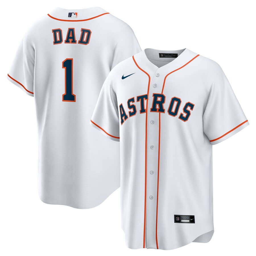 Men's Houston Astros Nike White #1 Dad Home Replica Jersey - Puhuasuan