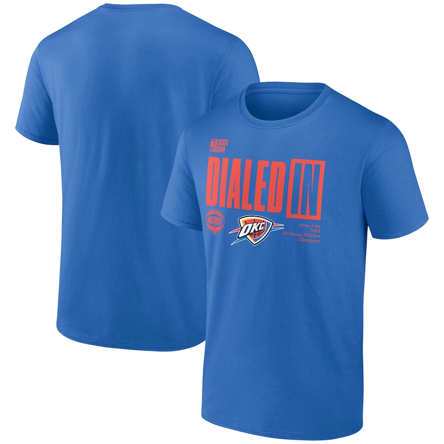 Men's Oklahoma City Thunder  Fanatics Blue 2025 Northwest Division Champions Locker Room T-Shirt - Puhuasuan