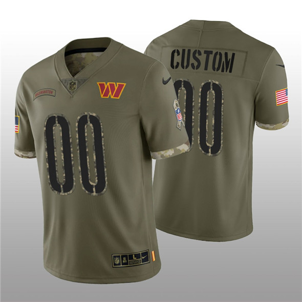 Men's Washington Commanders ACTIVE PLAYER Custom 2022 Olive Salute To Service Limited Stitched Jersey - Puhuasuan