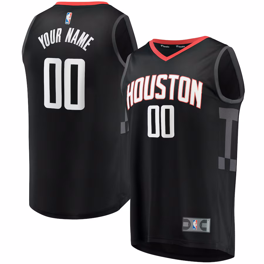 Men's Houston Rockets Fanatics Black Fast Break Replica Custom Jersey - Statement Edition - Puhuasuan