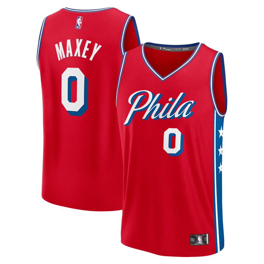 Men's Philadelphia 76ers Tyrese Maxey Fanatics Red Fast Break Replica Player Jersey - Statement Edition - Puhuasuan
