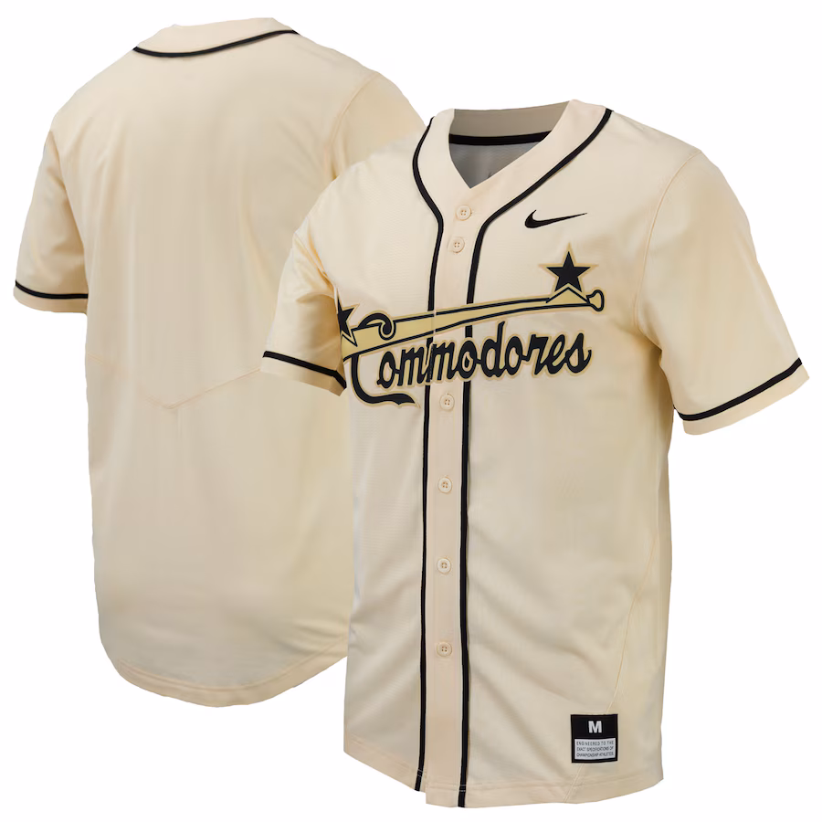 Men's Nike  Natural Vanderbilt Commodores Replica Full-Button Baseball Jersey - Puhuasuan