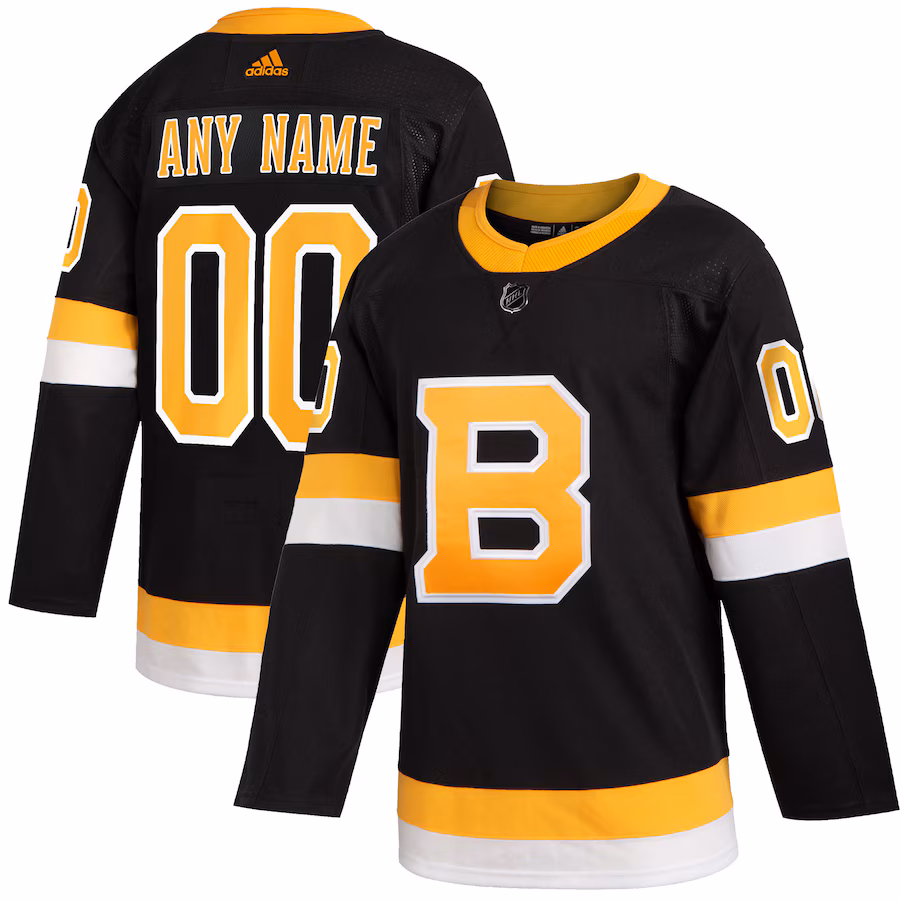 Men's Boston Bruins adidas Black 2019/20 Alternate Authentic Custom Jersey - Puhuasuan