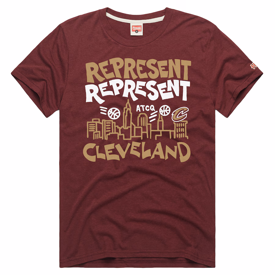 Homage  Cleveland Cavaliers Unisex Wine A Tribe Called Quest x NBA Represent Tri-Blend T-Shirt - Puhuasuan