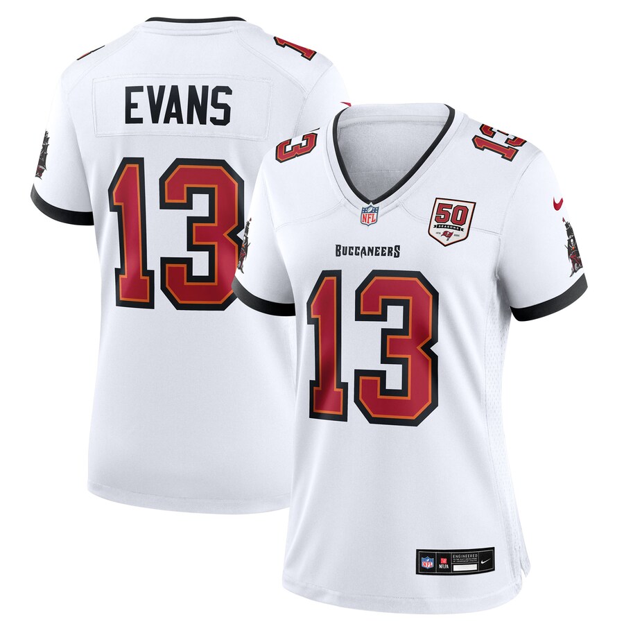 Women's Tampa Bay Buccaneers Mike Evans Nike White 50th Anniversary Game Jersey - Puhuasuan