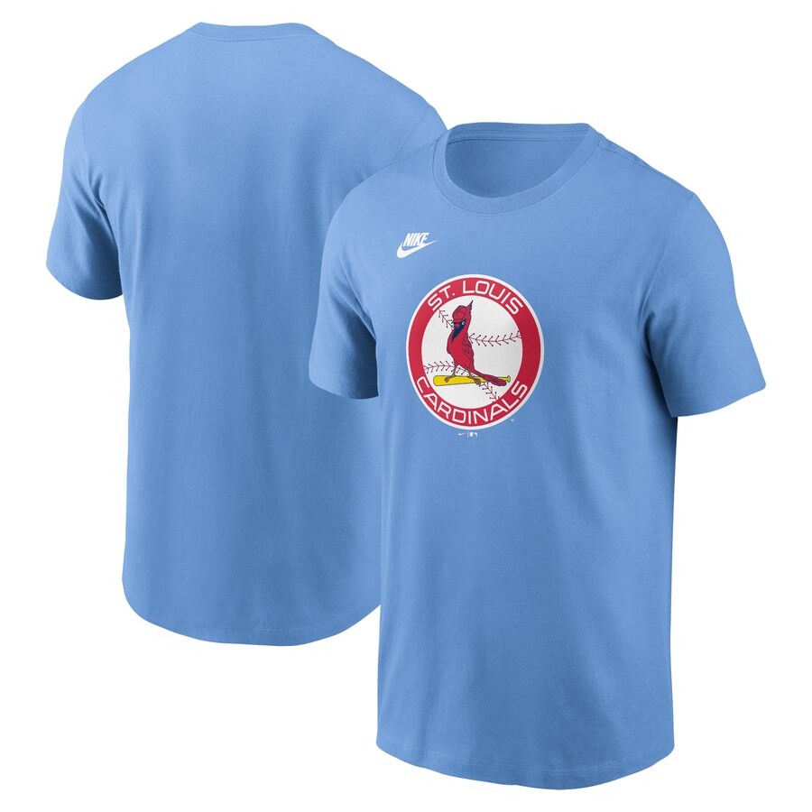 Men's St. Louis Cardinals Nike Light Blue Cooperstown Collection Team Logo T-Shirt - Puhuasuan