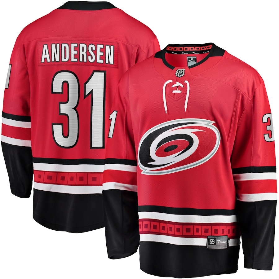 Men's Carolina Hurricanes Frederik Andersen Fanatics Red Alternate Breakaway Player Jersey - Puhuasuan
