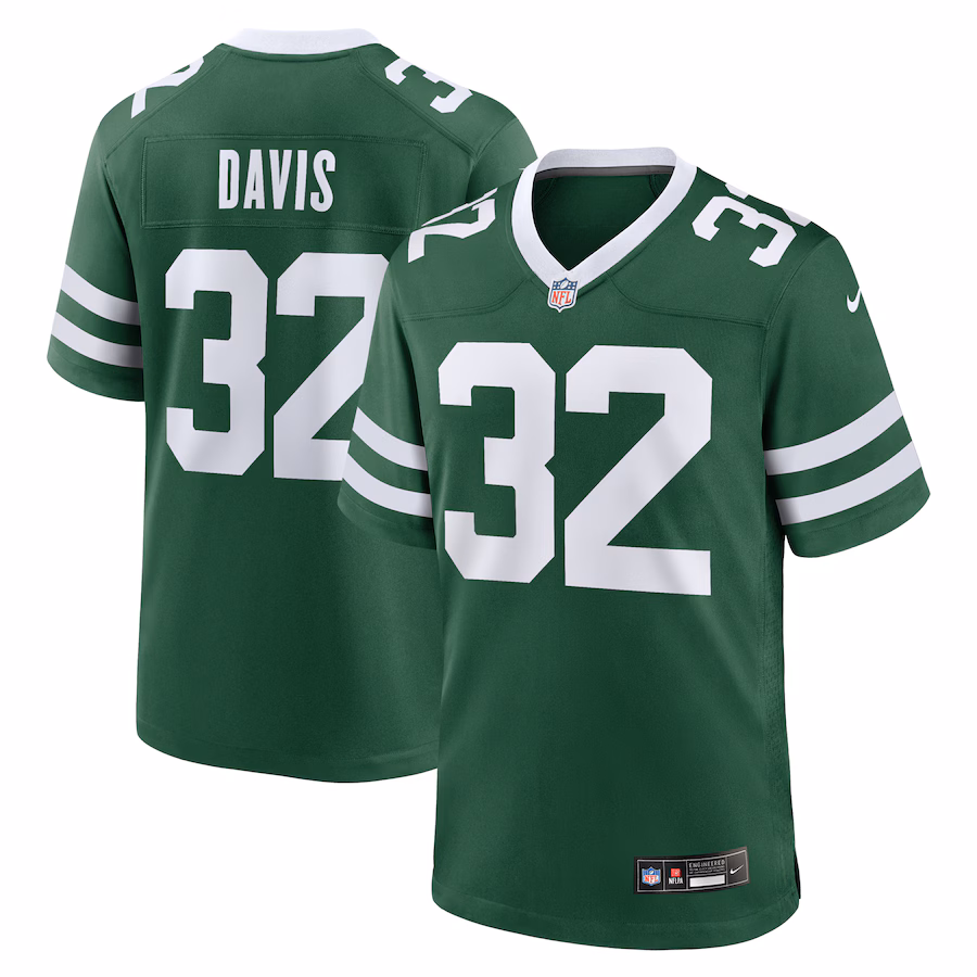 Men's New York Jets Isaiah Davis Nike Legacy Green Team Game Jersey - Puhuasuan
