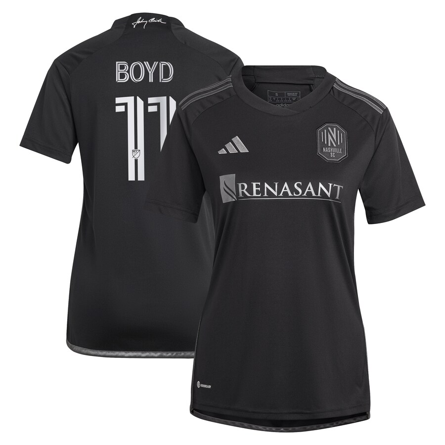 Women's Nashville SC Tyler Boyd adidas Black 2024 Man In Black Kit Replica Player Jersey - Puhuasuan