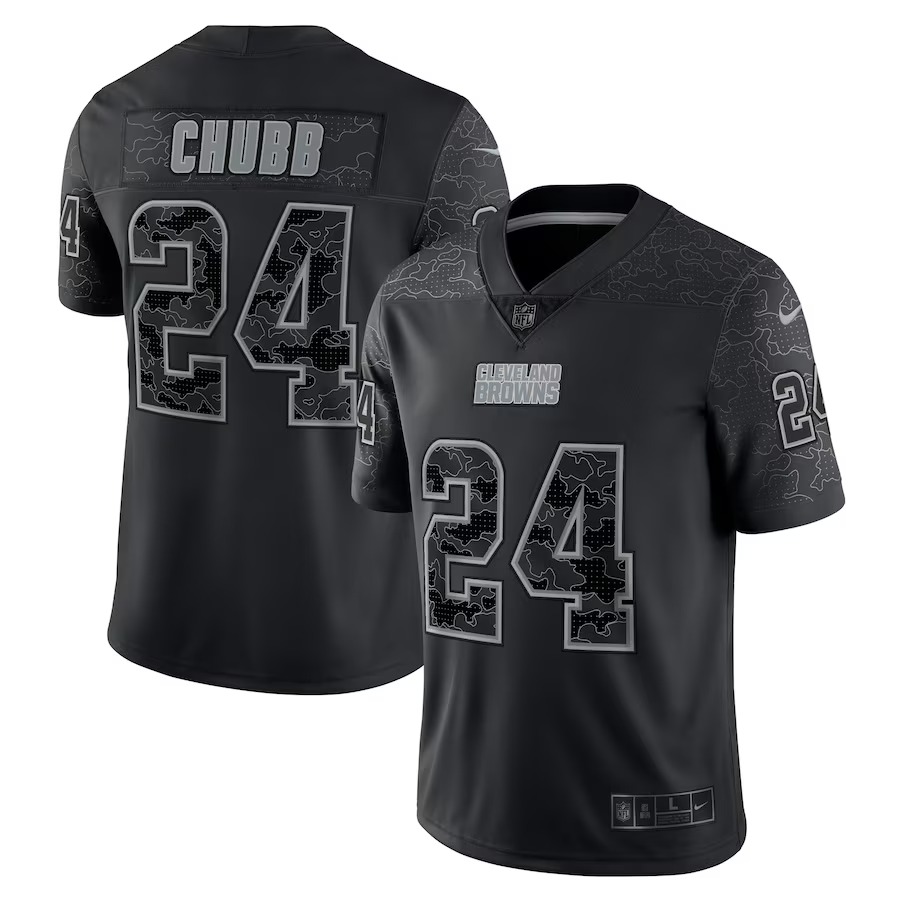 Men's Cleveland Browns Nick Chubb Nike Black RFLCTV Limited Jersey - Puhuasuan