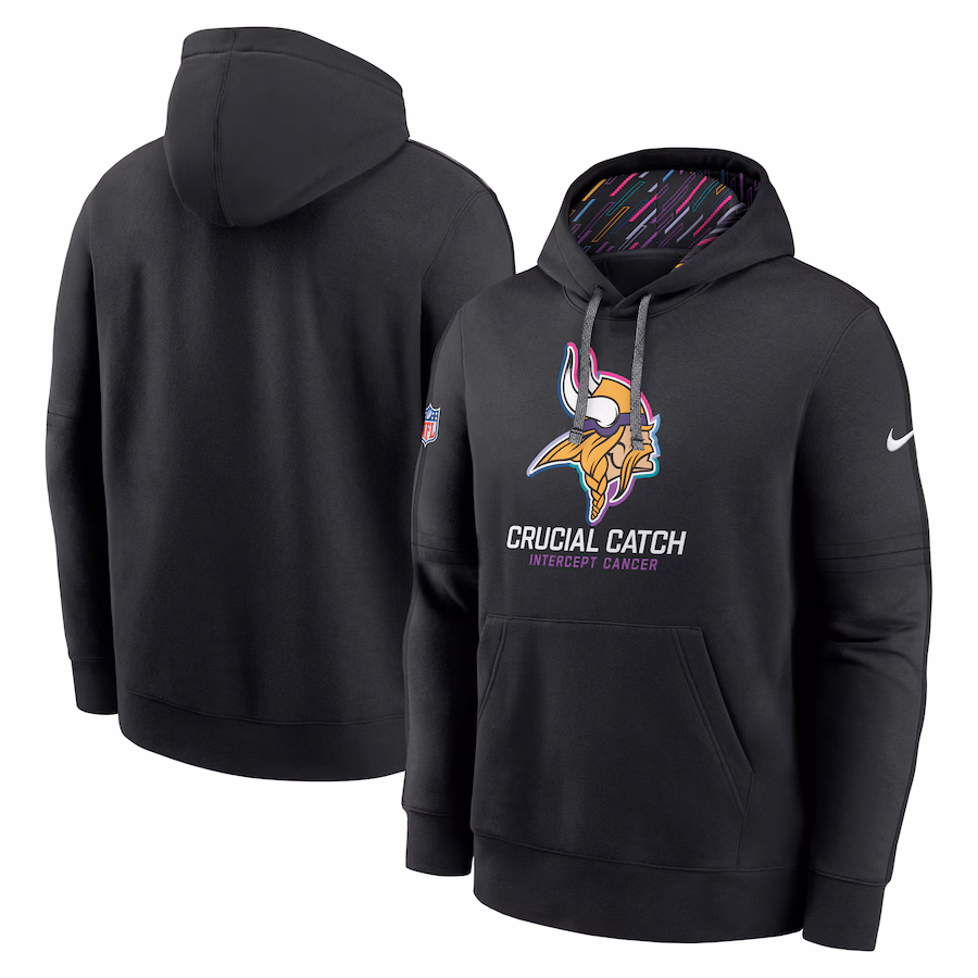 Men's Minnesota Vikings Nike Black 2024 NFL Crucial Catch Club Pullover Hoodie - Puhuasuan