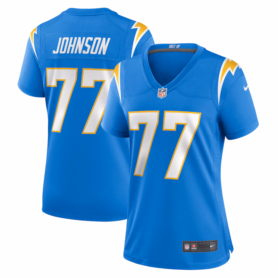 Women's Los Angeles Chargers Zion Johnson Nike Powder Blue Player Game Jersey - Puhuasuan