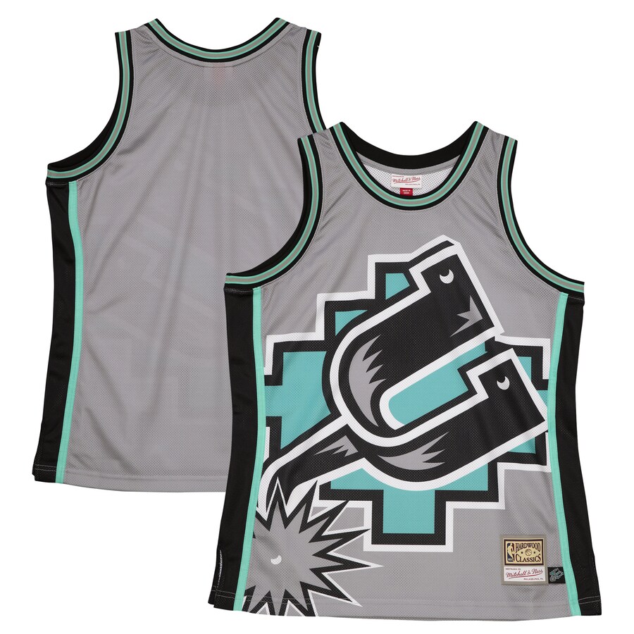 Men's San Antonio Spurs  Mitchell & Ness Gray Hardwood Classics Blown Out Fashion Jersey - Puhuasuan