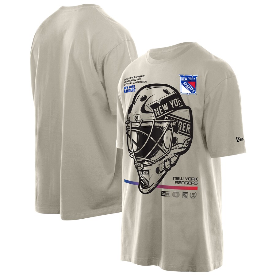 Men's New York Rangers New Era Tan Goalie Mask T-Shirt - Puhuasuan