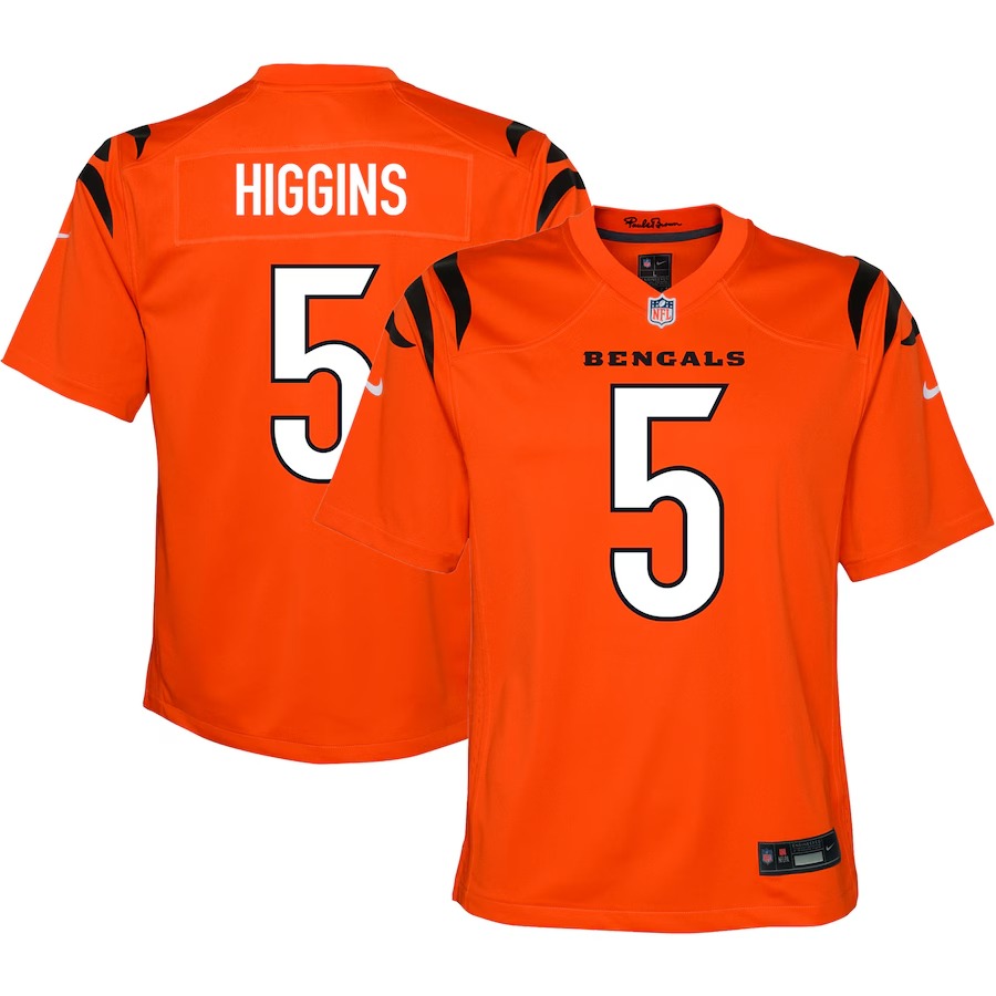 Youth Cincinnati Bengals Tee Higgins Nike Orange Game Jersey - Puhuasuan