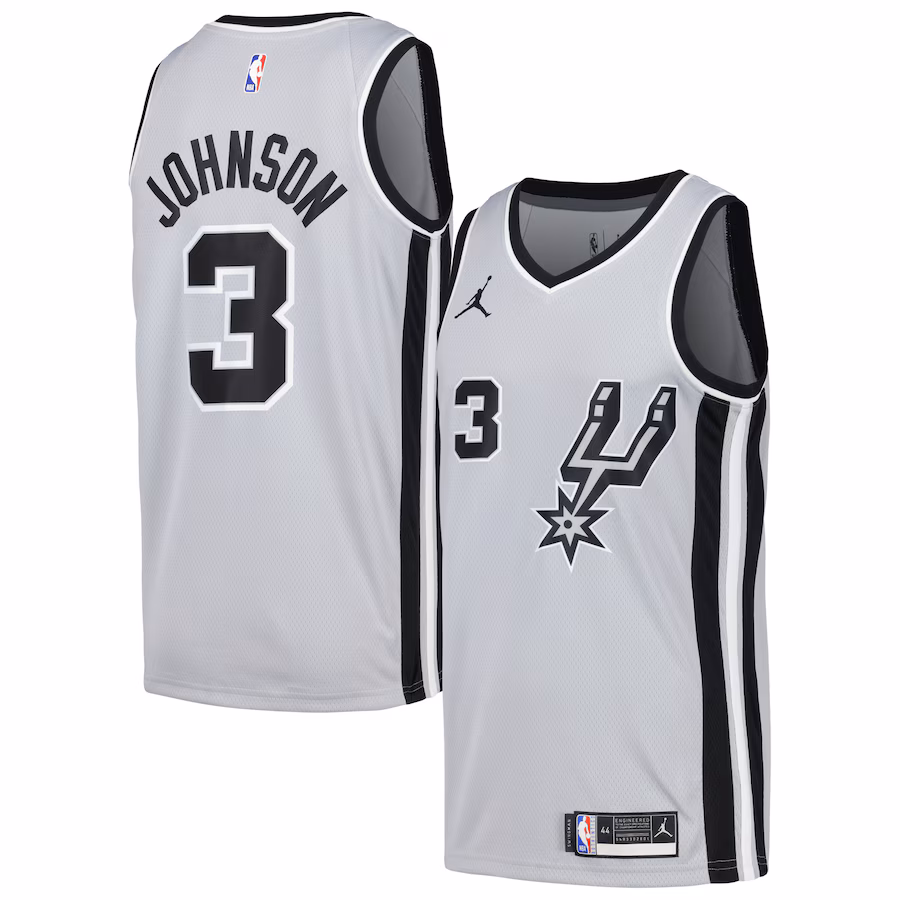 Men's San Antonio Spurs Keldon Johnson Nike Silver Swingman Player Jersey - Statement Edition - Puhuasuan
