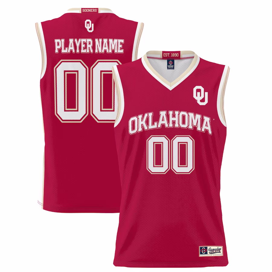 Oklahoma Sooners GameDay Greats Unisex  Lightweight NIL Pick-A-Player Basketball Jersey - Crimson - Puhuasuan
