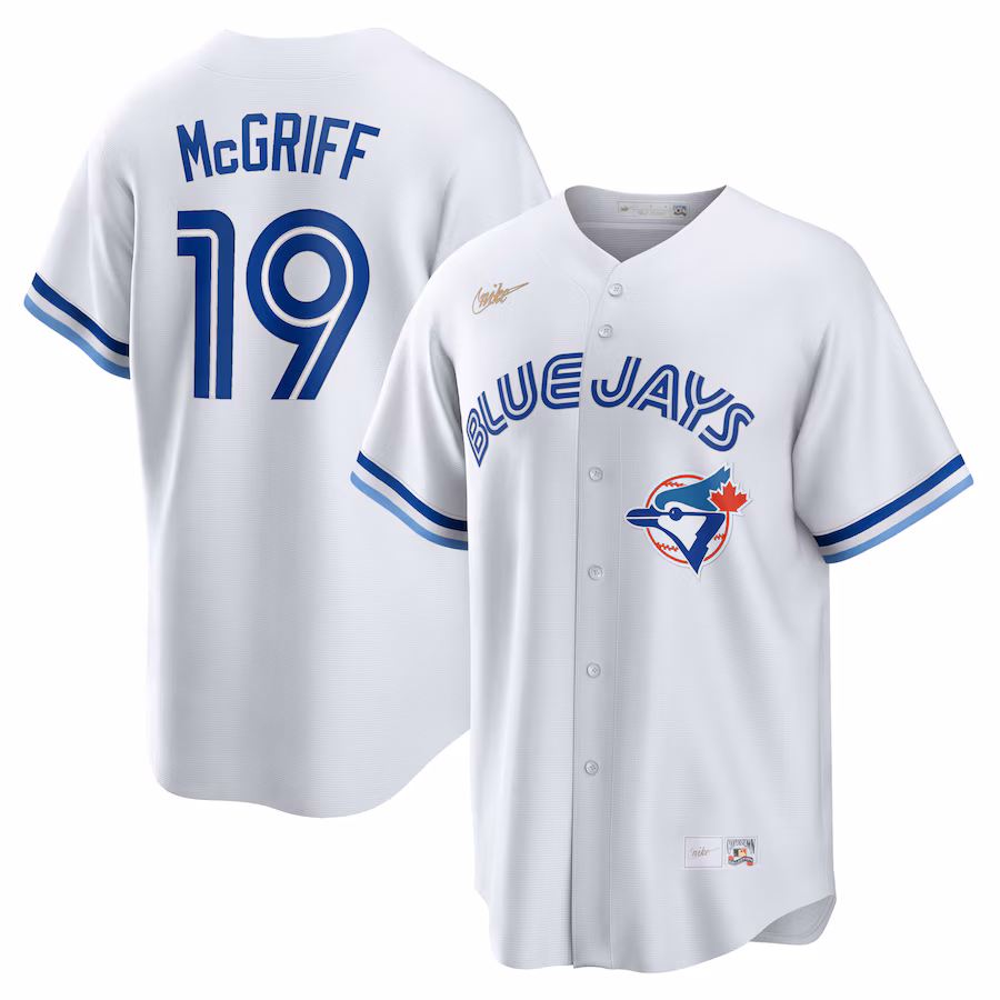 Men's Toronto Blue Jays Fred McGriff Nike White Cooperstown Collection 2023 Hall of Fame Inline Replica Jersey - Puhuasuan