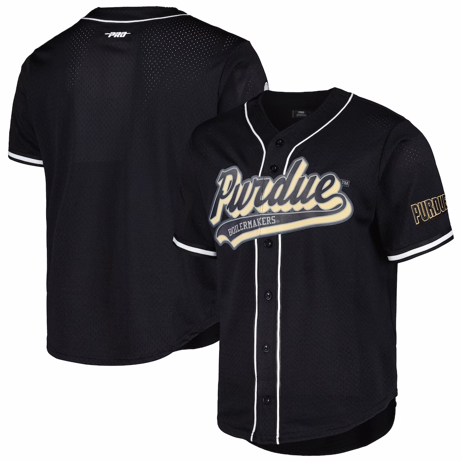Purdue Boilermakers Pro Standard Mesh Full-Button Replica Baseball Jersey - Black - Puhuasuan
