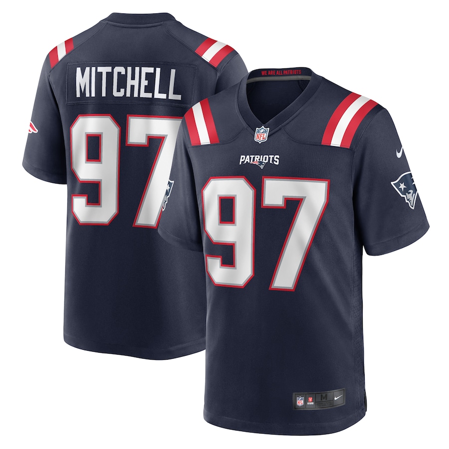 Men's New England Patriots DaMarcus Mitchell Nike Navy Game Player Jersey - Puhuasuan