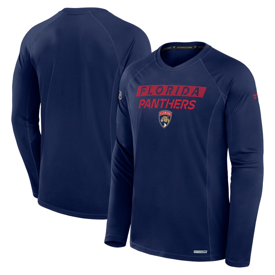 Men's Florida Panthers Fanatics Navy Authentic Pro Rink Tech Long Sleeve T-Shirt - Puhuasuan