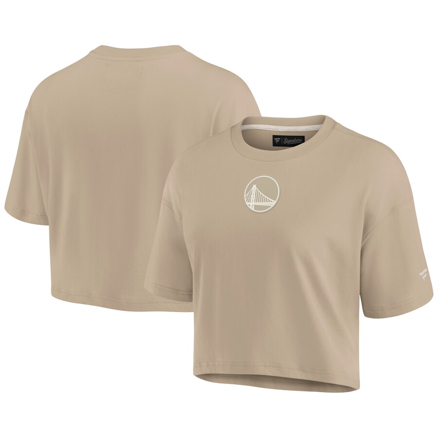 Women's Golden State Warriors Fanatics Khaki Elements Super Soft Boxy Cropped T-Shirt - Puhuasuan
