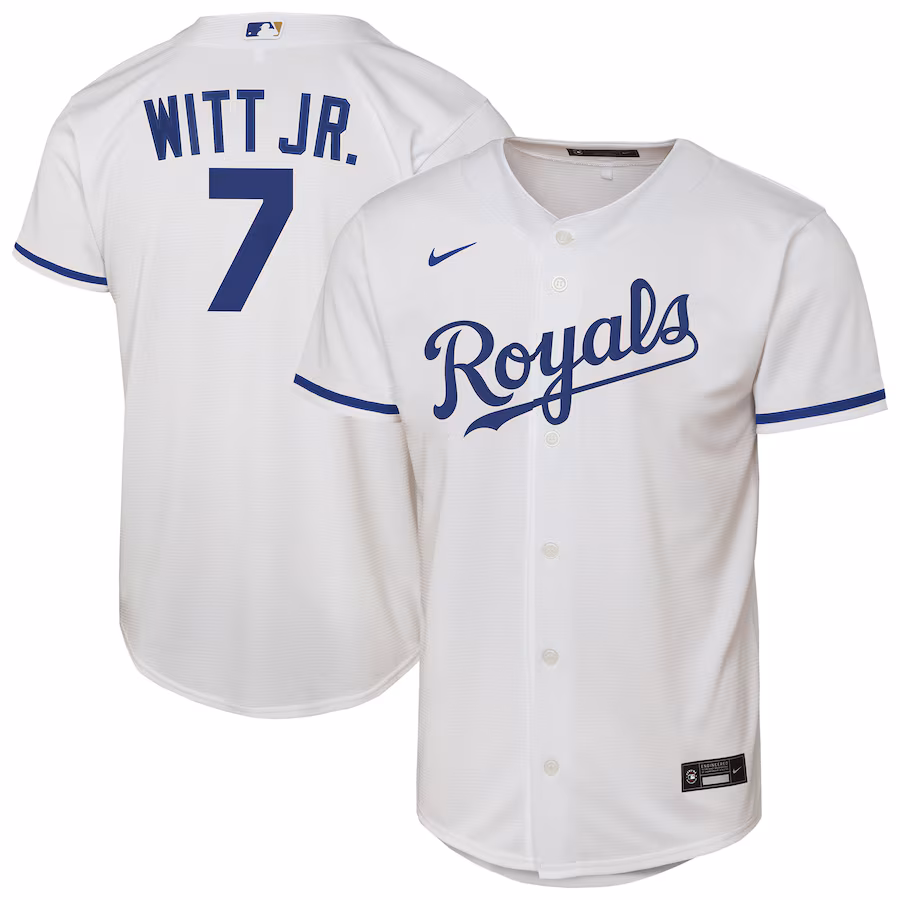 Youth Kansas City Royals Bobby Witt Jr. Nike White Home Replica Player Jersey - Puhuasuan