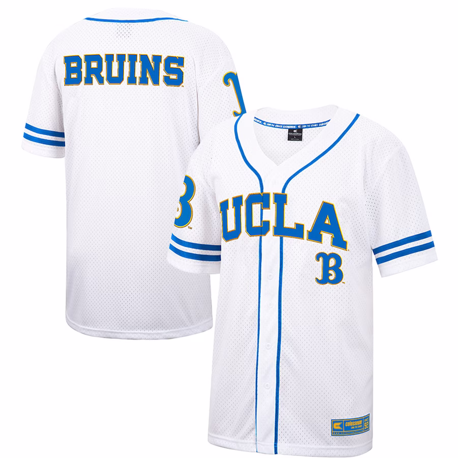 UCLA Bruins Colosseum Free Spirited Mesh Button-Up Baseball Jersey - White - Puhuasuan