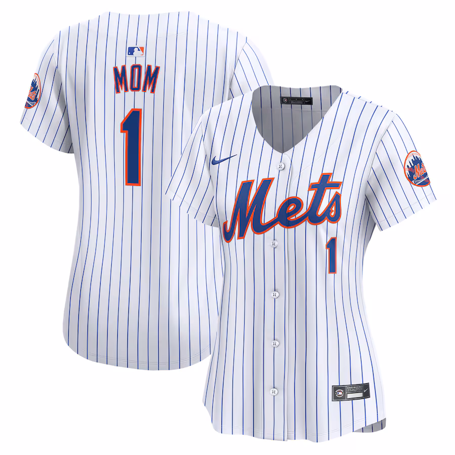 Women's New York Mets Nike White #1 Mom Home Limited Jersey - Puhuasuan