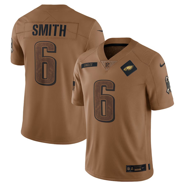 Men's Philadelphia Eagles #6 DeVonta Smith 2023 Brown Salute To Service Limited Football Stitched Jersey - Puhuasuan