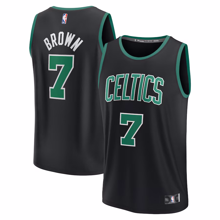Men's Boston Celtics Jaylen Brown Fanatics Black Fast Break Replica Player Jersey - Statement Edition - Puhuasuan