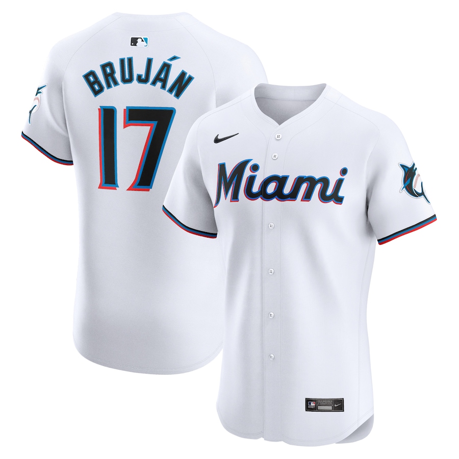 Men's Miami Marlins Vidal Brujan Nike White Home Elite Player Jersey - Puhuasuan