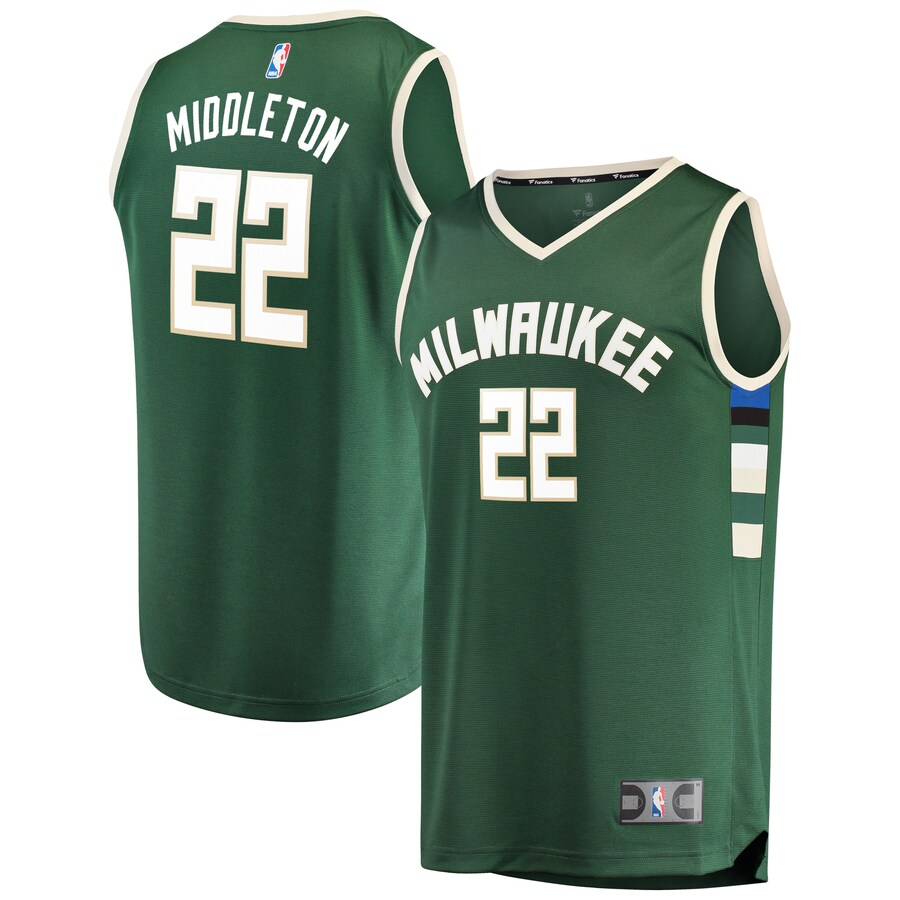 Men's Milwaukee Bucks Khris Middleton Fanatics Green Fast Break Road Replica Player Jersey - Icon Edition - Puhuasuan