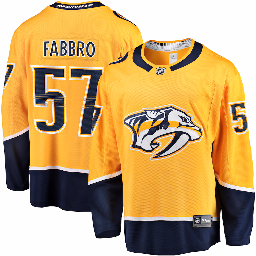 Men's Nashville Predators Dante Fabbro Fanatics Gold Replica Player Jersey - Puhuasuan