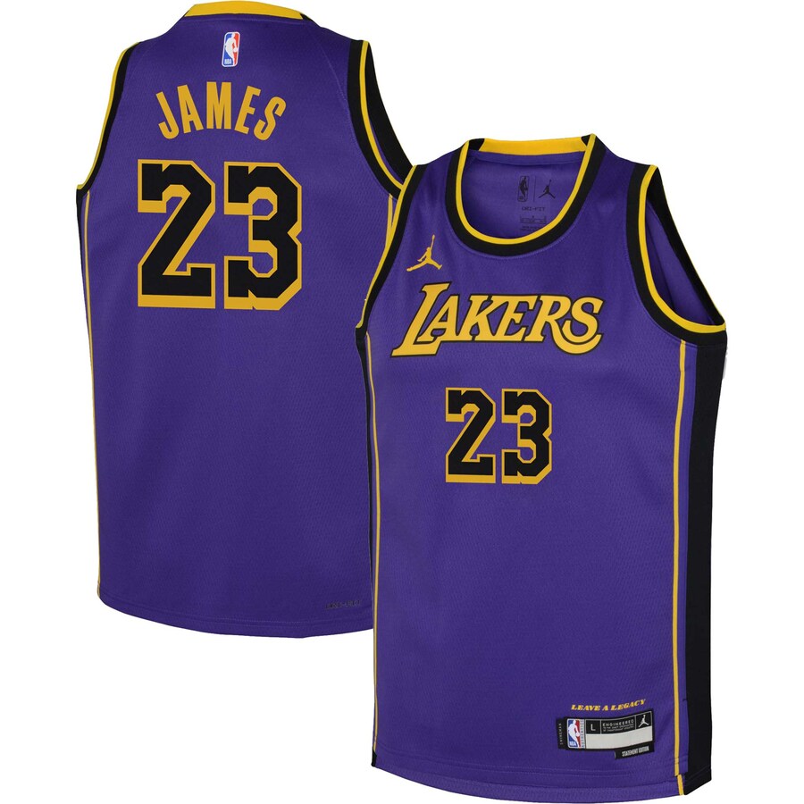 Youth Los Angeles Lakers LeBron James Jordan Brand Purple Swingman Jersey - Statement Edition - Puhuasuan