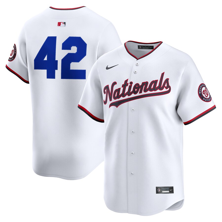 Men's Washington Nationals Nike White Home 2025 Jackie Robinson Day Limited Jersey - Puhuasuan
