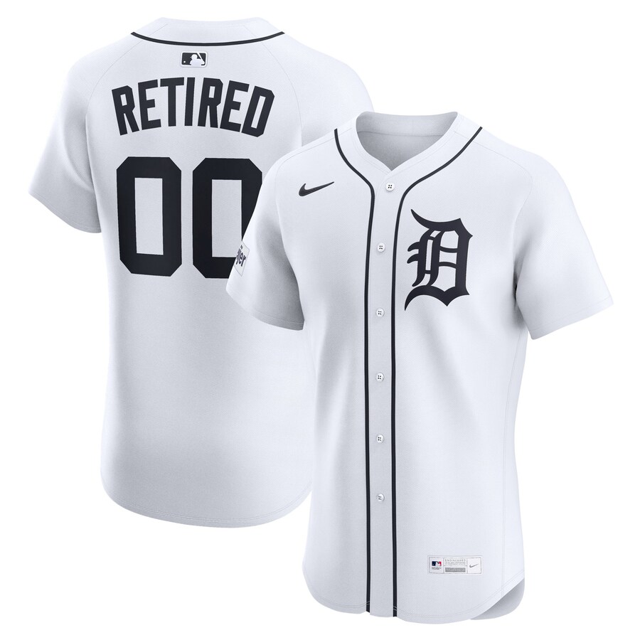 Men's Detroit Tigers Nike White Home Elite Sponsor Patch Pick-A-Player Retired Roster Jersey - Puhuasuan