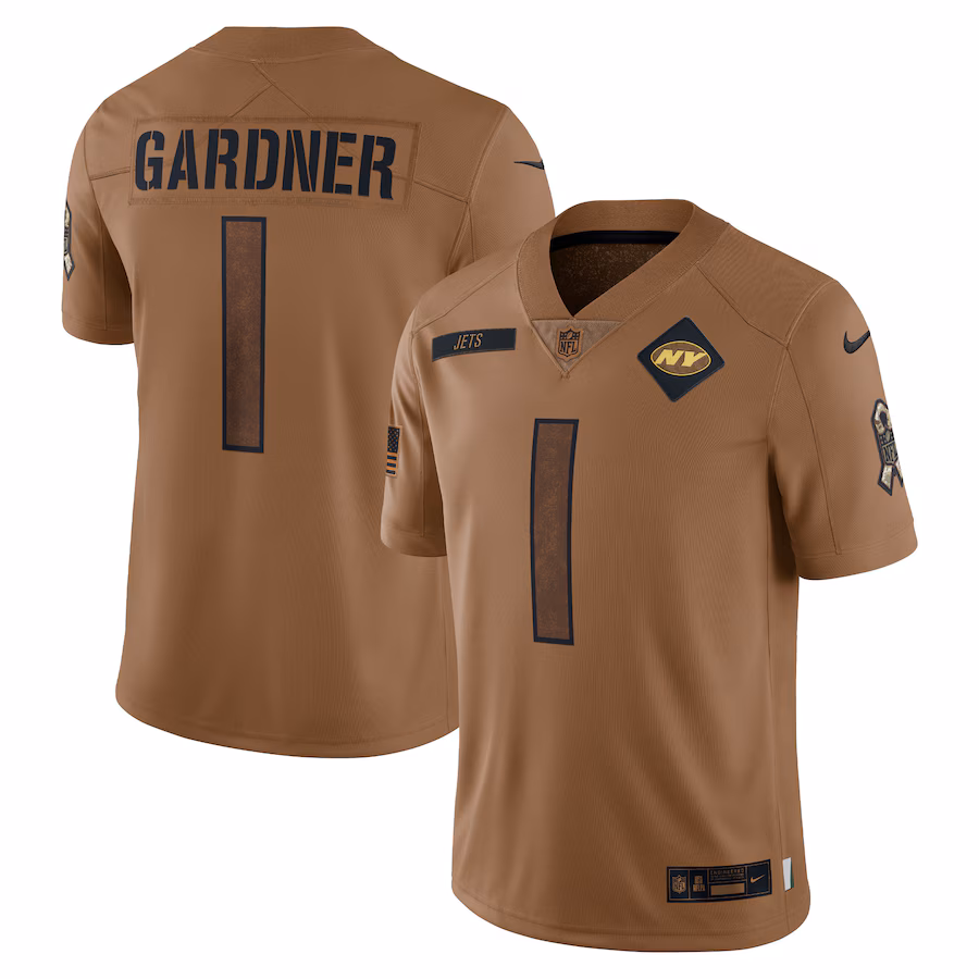 Women's New York Jets Ahmad Sauce Gardner Nike Brown 2023 Salute To Service Limited Jersey - Puhuasuan