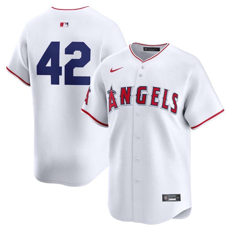 Men's Los Angeles Angels  Nike White 2024 Jackie Robinson Day Home Limited Jersey - Puhuasuan