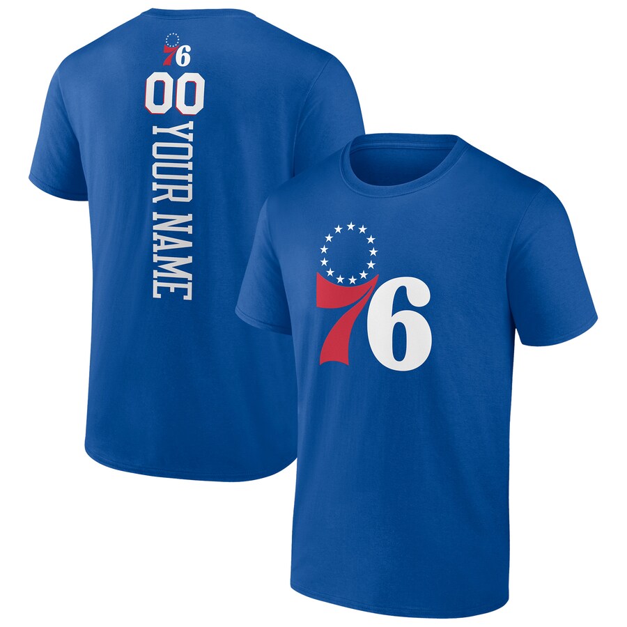 Men's Philadelphia 76ers Royal Personalized Playmaker Team T-Shirt - Puhuasuan