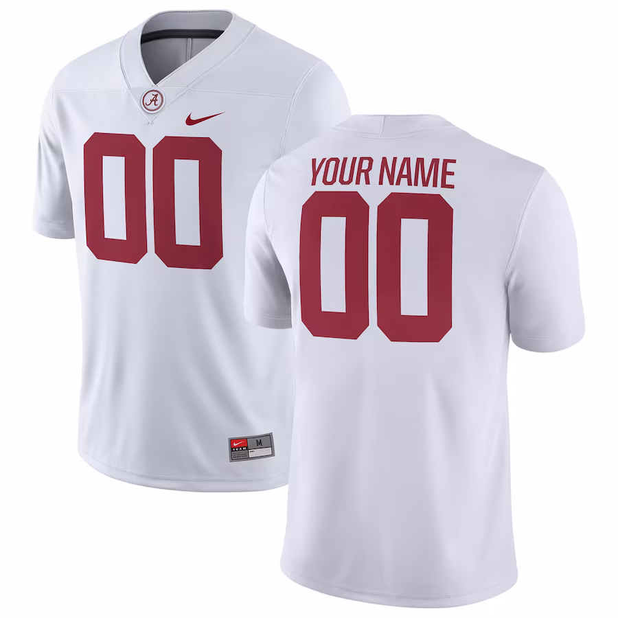 Alabama Crimson Tide Nike Custom Game Football Jersey - White - Puhuasuan